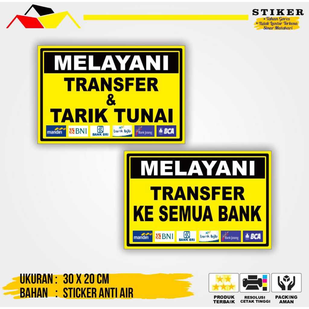

Sticker Tarik Tunai / Sticker Transfer / Sticker Tarik Tunai Dan Transfer / Jual Stiker Tulisan Tarik Tunai / Stiker Transfer Antar Bank