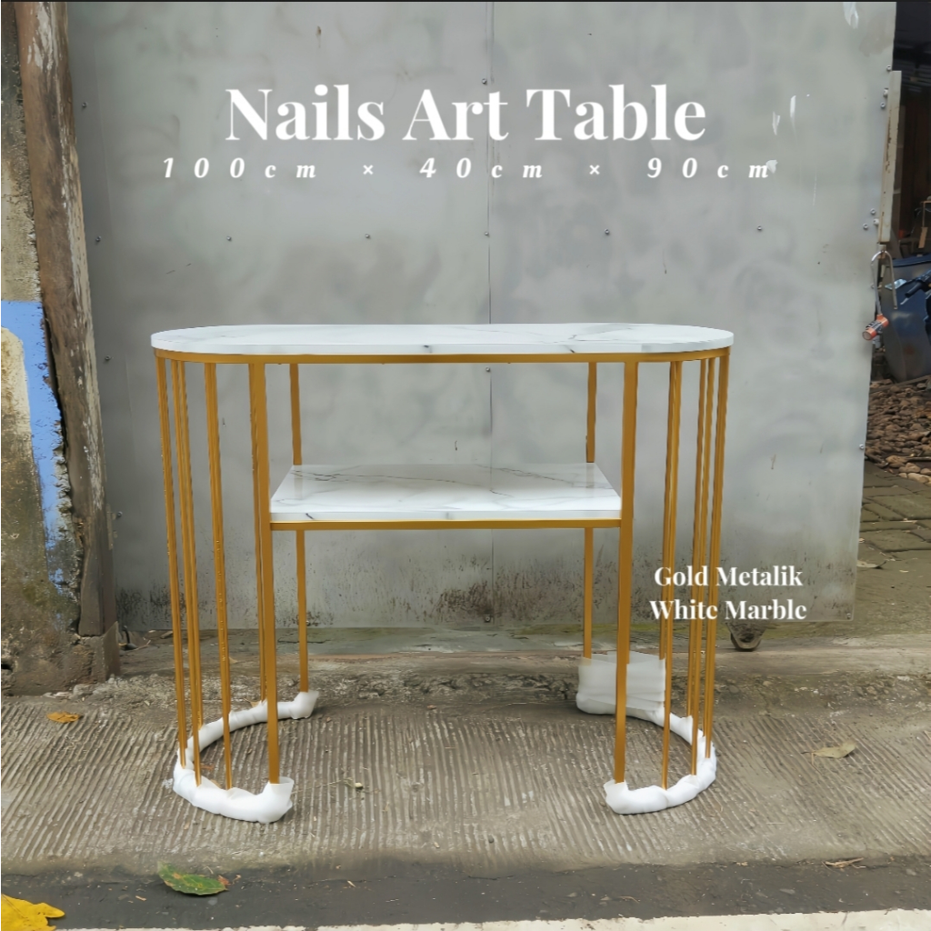 Meja Nail Art Minimlis / Meja Nail Art / Meja Nail Art Besi / Meja Nails Art Motif Marmer / Meja Sal