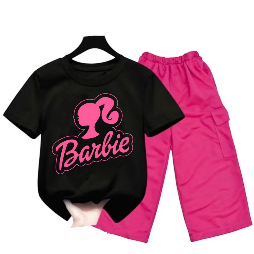 Setelan Kulot Cargo Baju Barbie Anak Perempuan Umur 3-10 Tahun Terbaru