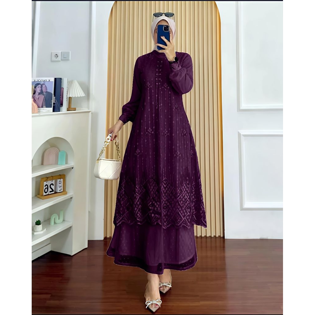 Layla Dress Gamis BRUKAT PREMIUM Gamis Pesta Terbaru Gamis Viral Baju Wanita Mewah Elegan Lizz