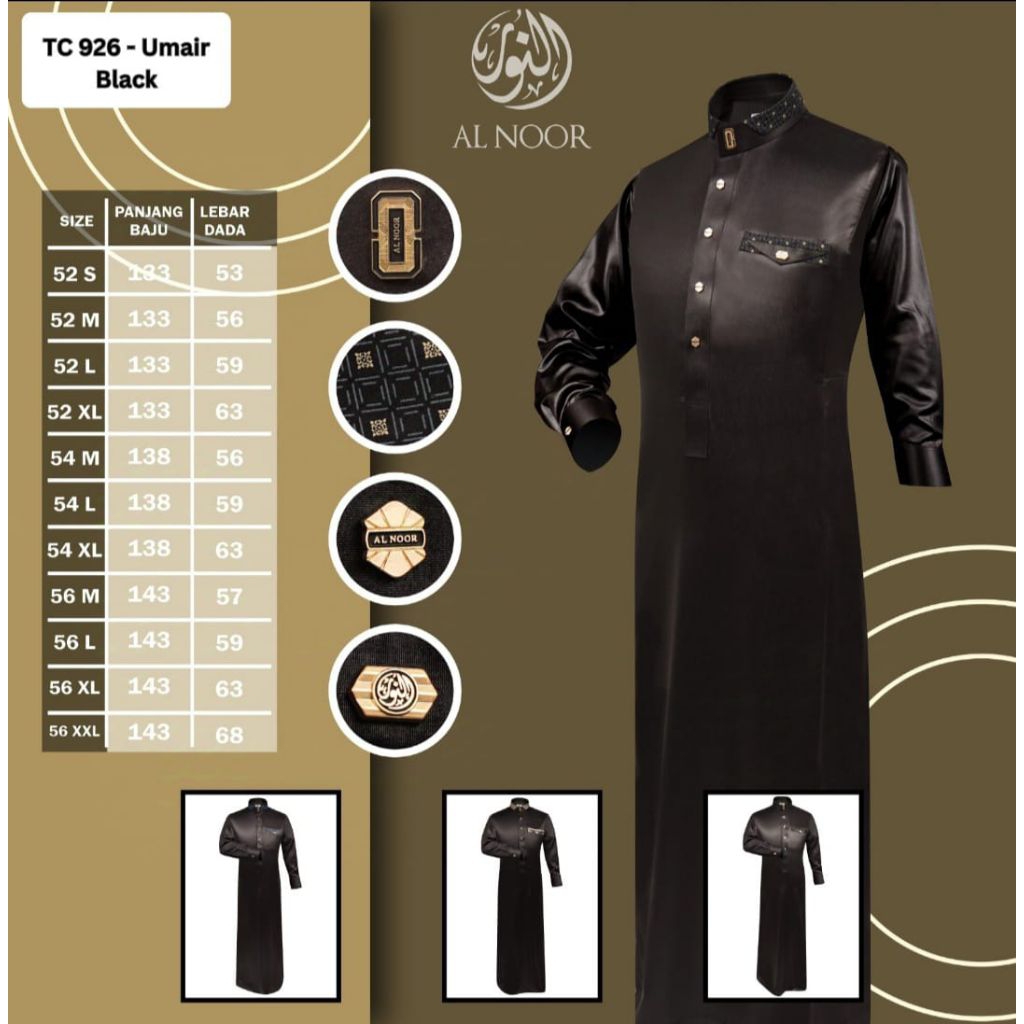 Jubah Al Noor desain Umair Hitam TC-926