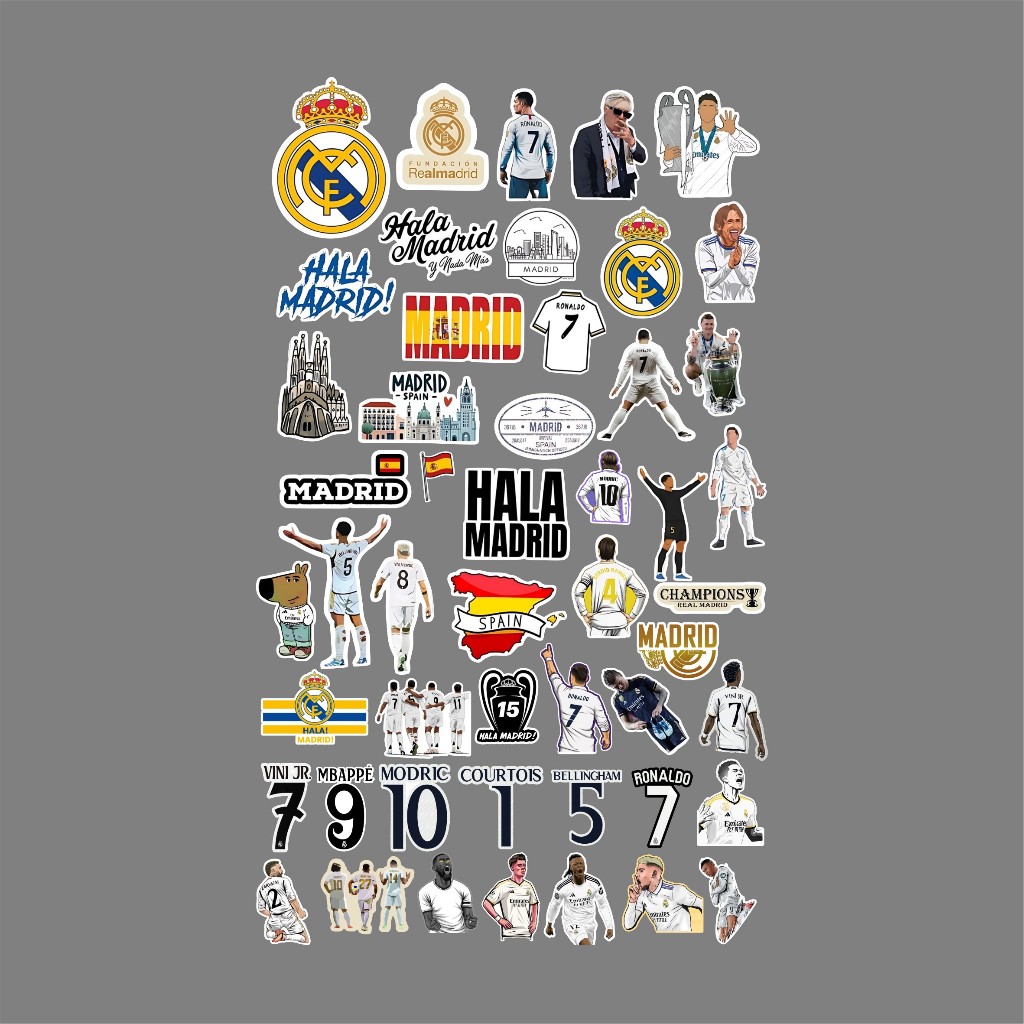 

STIKER PACK ISI 50PCS REAL MADRID AKSESORIS HP LAPTOP TUMBLER KOPER