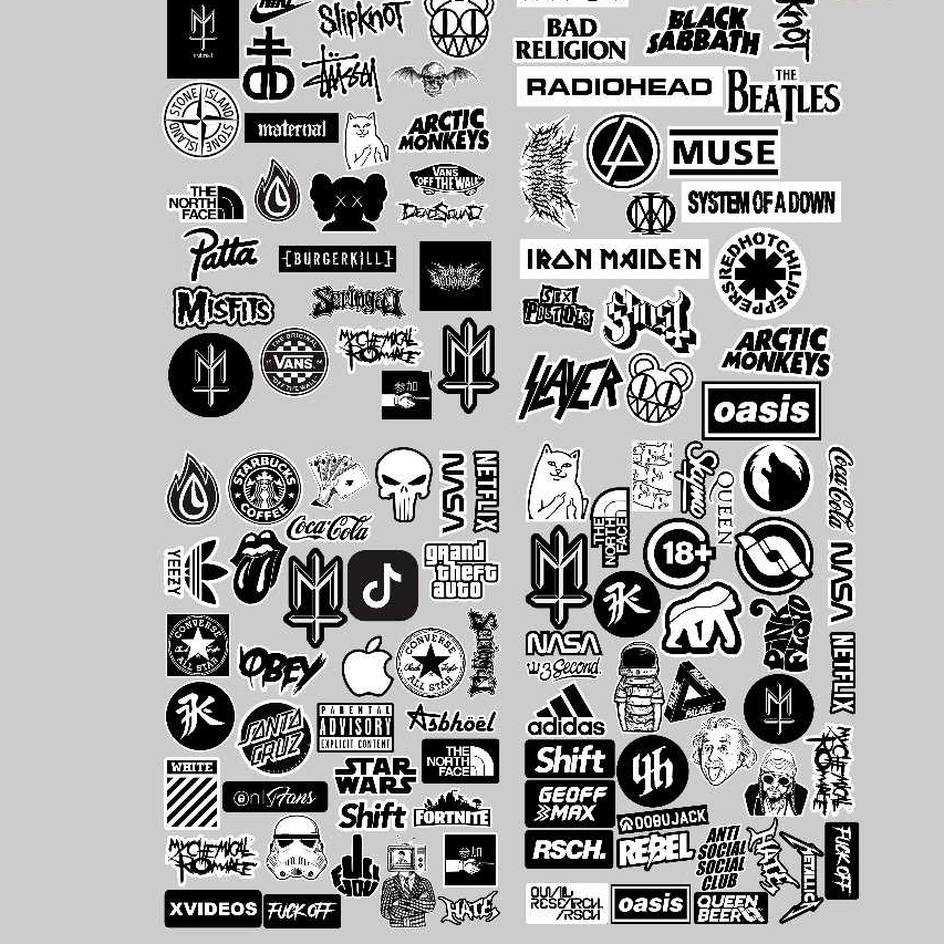 

STIKER PACK SPECIAL BLACK WHITE ISI 118PCS VIRAL UNTUK HP LAPTOP HELM TUMBLER MOTOR BRAND HYPE 60CM