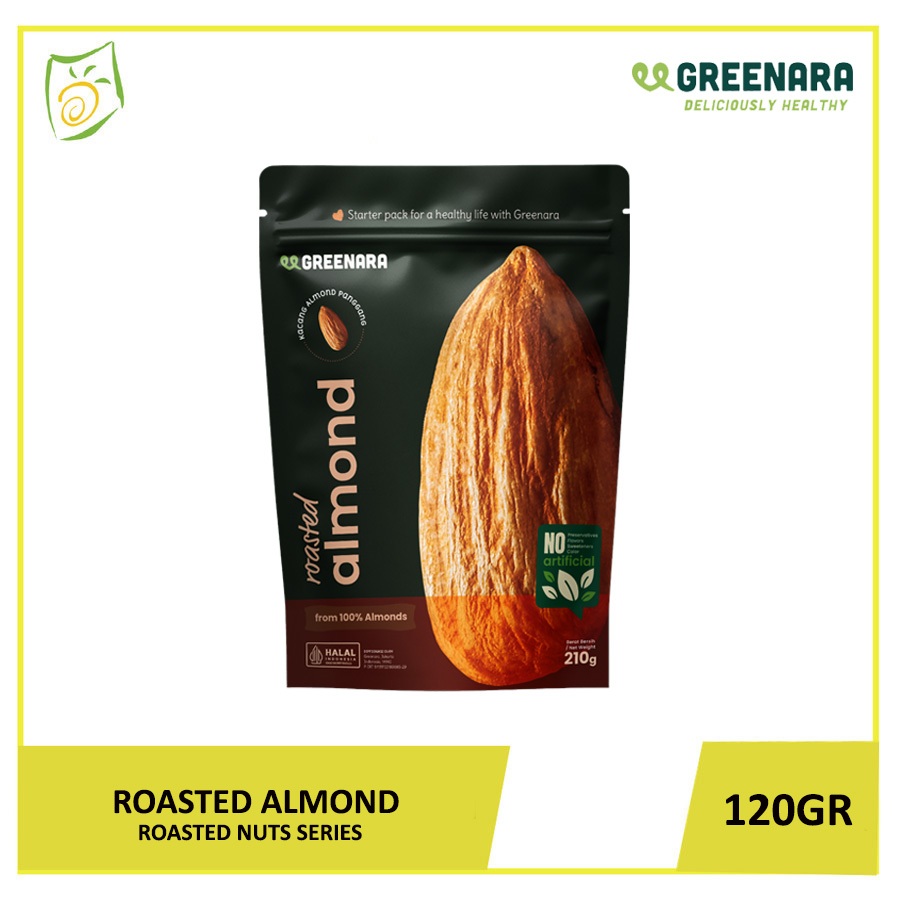 

Greenara Natural Roasted Almond Snack Panggang Tanpa Perasa 210gr