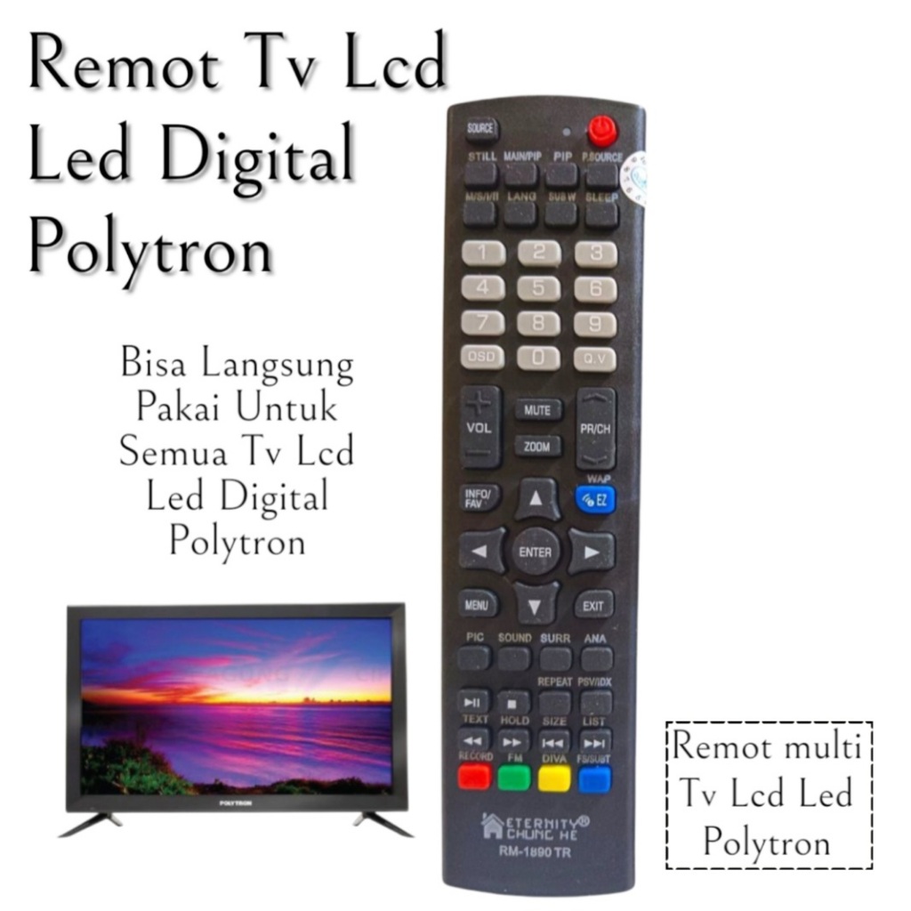 Remot Multi Fungsi Untuk Tv Lcd Led Polytron Digital Tipe Remote tv Bazzoke/XCEL/PLD