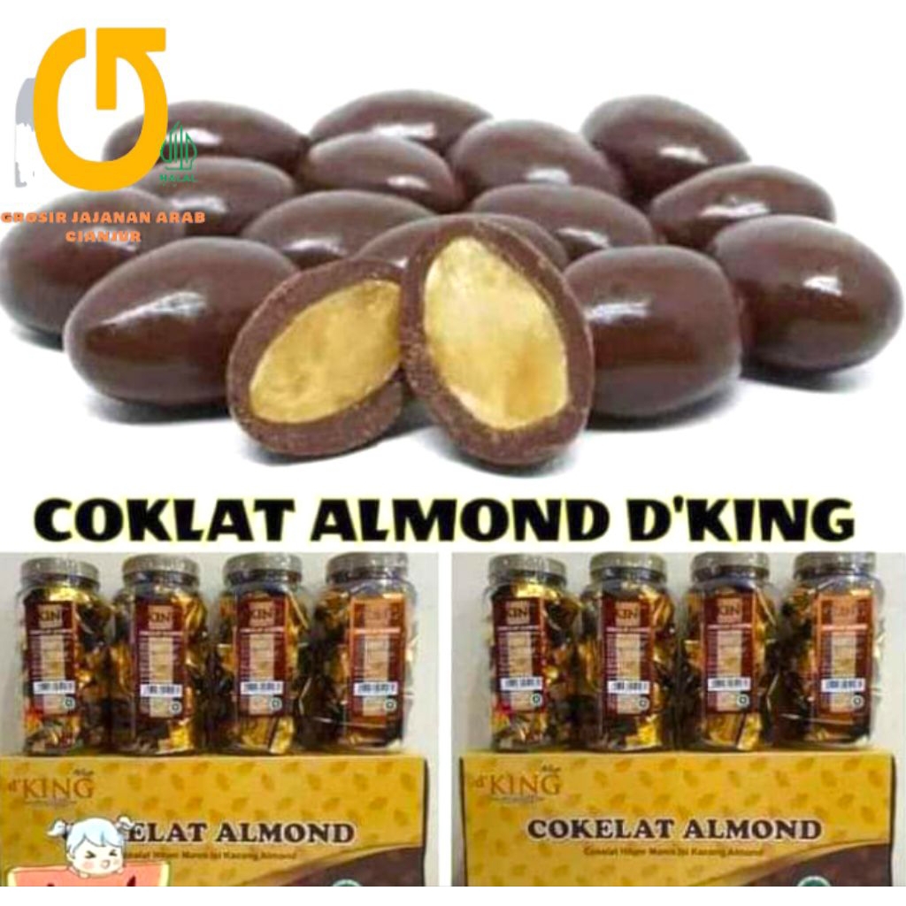 

(REALPICT) Coklat almon D'King oleholeh haji coklat isi kacang almond utuh enak gak enek jajananarab