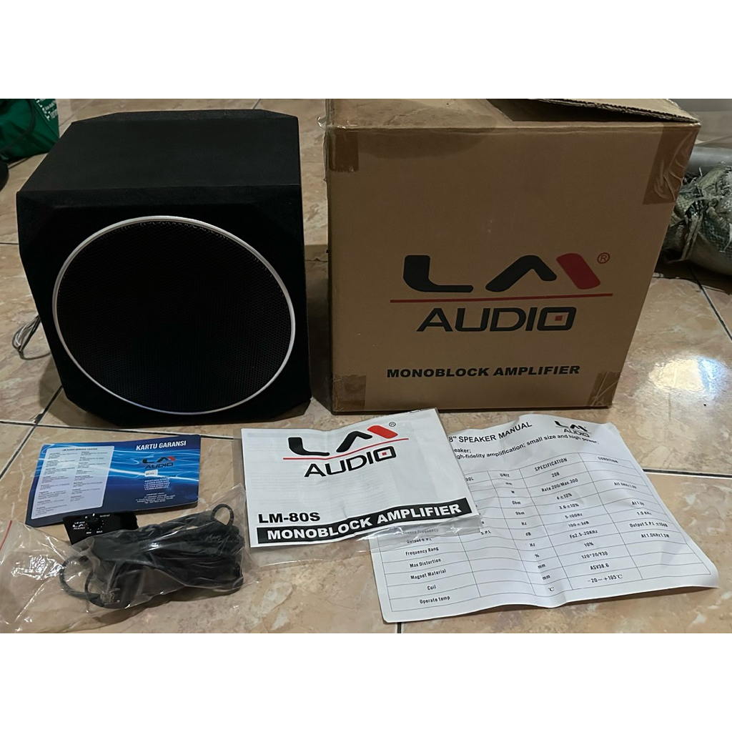 Subwoofer Aktif LM AUDIO Box Lm80s kondisi BARU Audio Mobil Bass Speaker Cello Venom Prokick Android