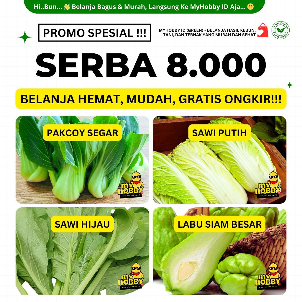 

PROMO! Sayuran Segar Serba 8.000! Pakcoy, Sawi Putih, Sawi Hijau Caisim, Labu Siam Acar. 8000 8K 8rb