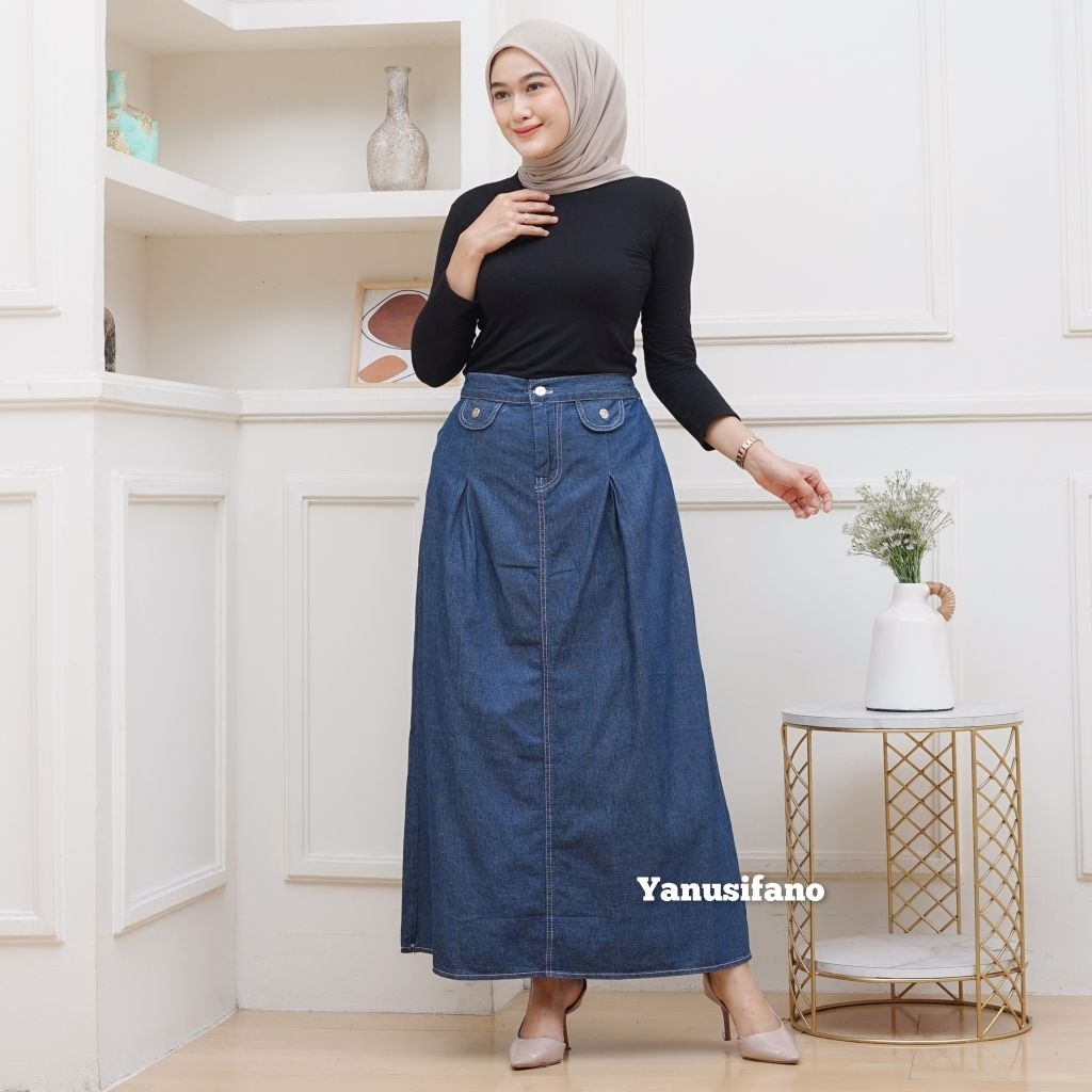 Rok Jenny - Rok Jeans Panjang Jenny / Rok Jeans Wanita Jenny