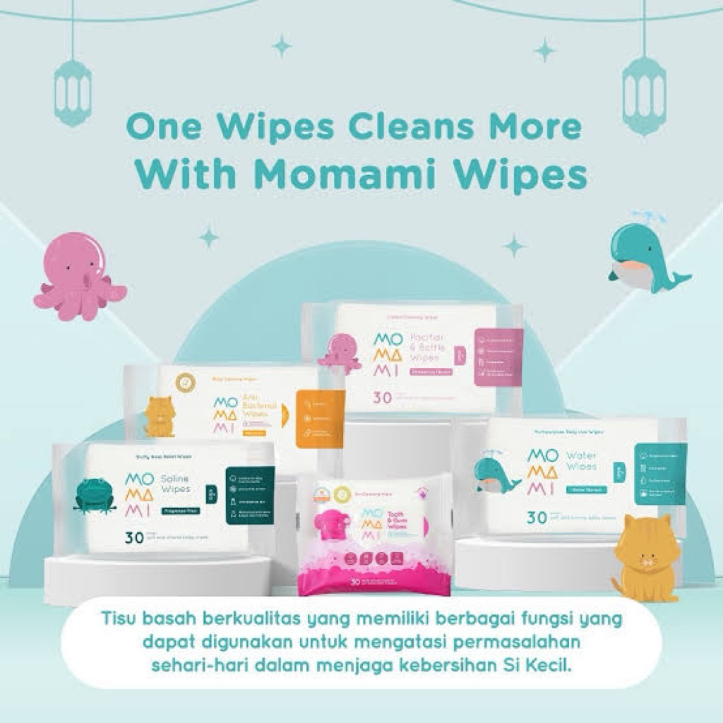 Momami Baby Wipes Bottle Pacifier Wipes / Saline Wipes / Anti Bacterial Wipes / Water Wipes / Tooth&