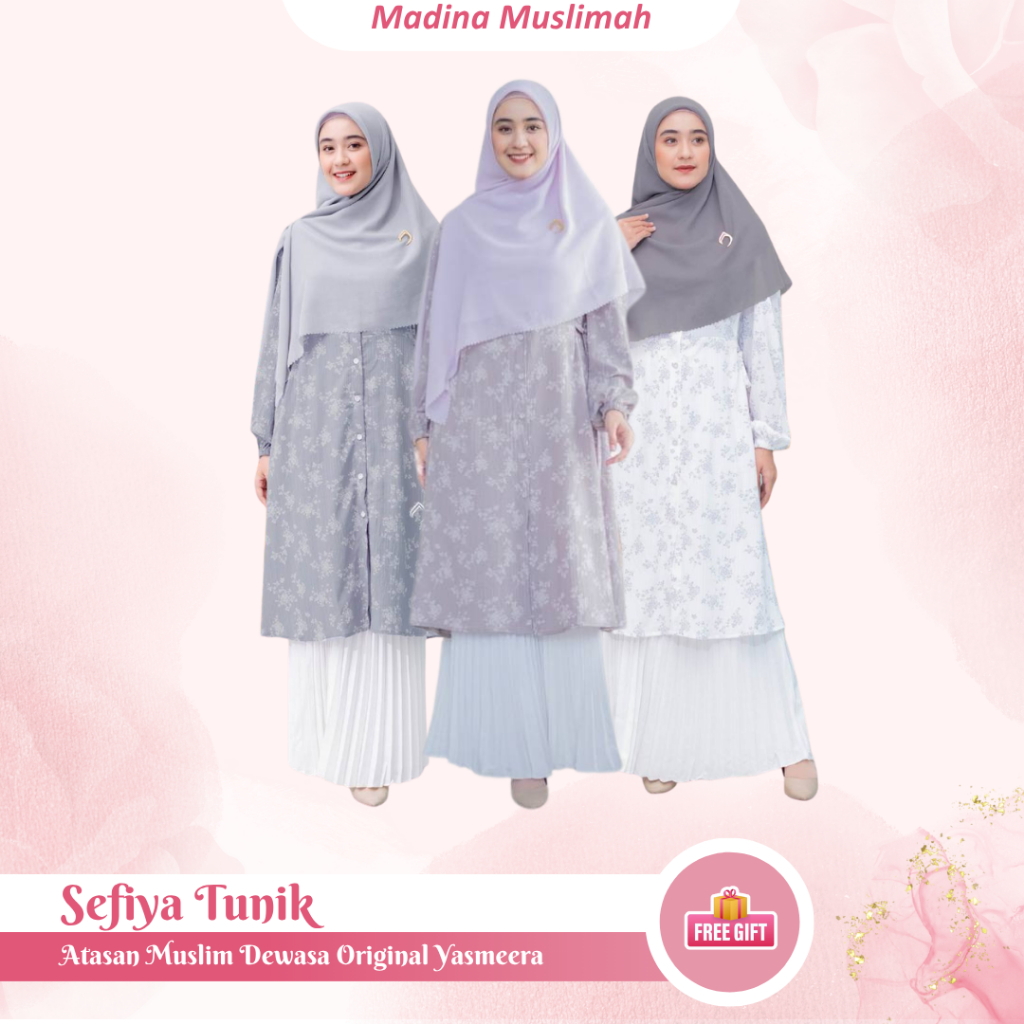 Atasan Motif Sefiya Tunik Audina Bahan Crinkle Premium