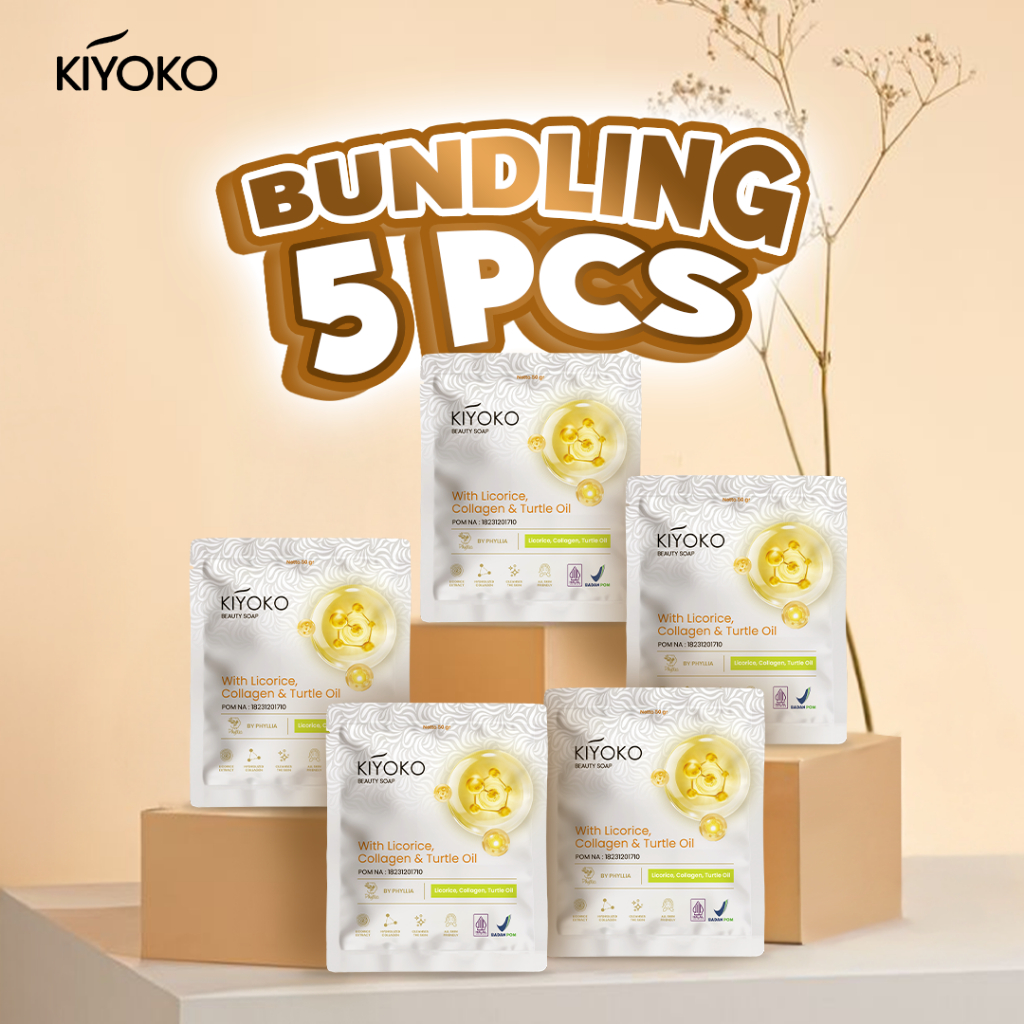 [FLASH SALE 5 PCS] - Kiyoko Beauty Soap Solusi Glowing Sepanjang Hari BPOM 100%