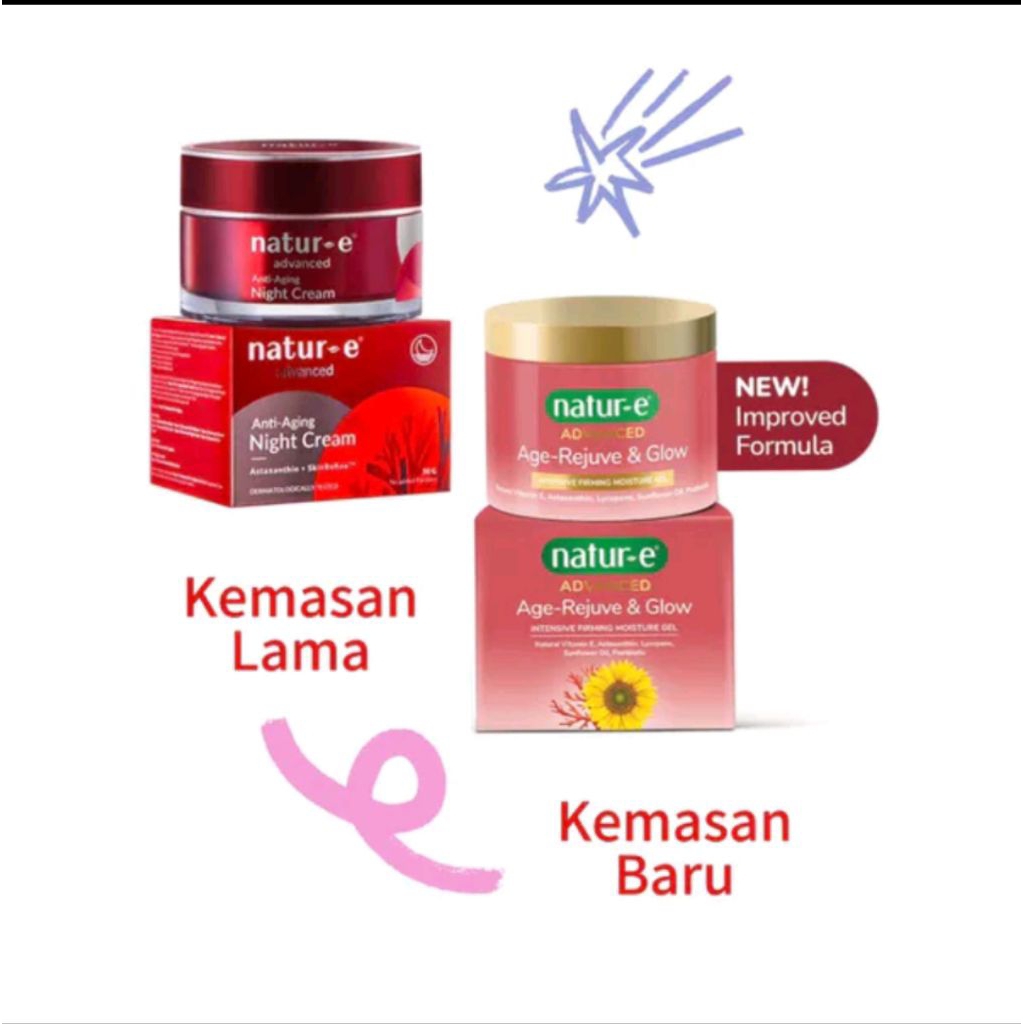 NATUR-E ADVANCED ANTI-AGING NIGHT CREAM 30GR NATUR E KRIM ANTI AGING KEMASAN BARU ADVANCED AGE REJUV