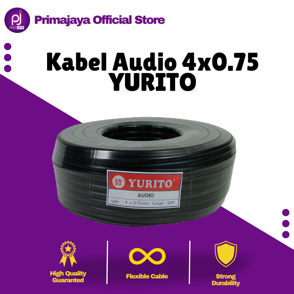 AUDIO 4X0.75 50M 100M HITAM YURITO | KABEL AUDIO SERABUT ISI 4 | KABEL ROLL 50 100 METER
