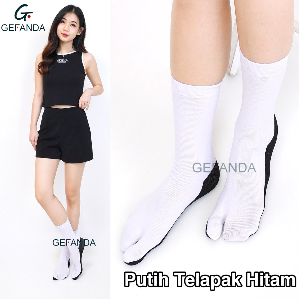 Kaos Kaki Jempol ( 3 Pasang ) Kaos Kaki Jempol Putih Telapak Hitam/Kaos Kaki Jempol Putih Wanita/Jem