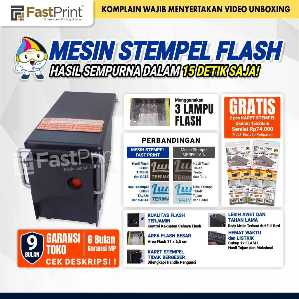 

Fast Print Mesin Stempel Flash 3 Lampu Premium Full Plat Besi