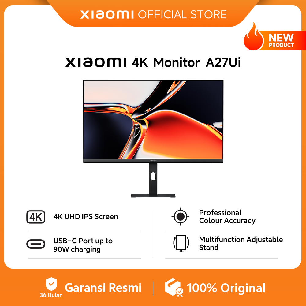 Xiaomi 4K Monitor A27Ui | 4K UHD IPS Screen | Professional Colour Accuracy | USB-C Port up to 90W ch