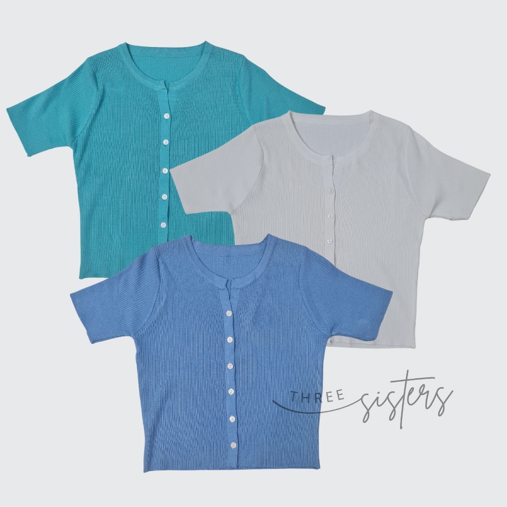 [3Sisters] Atasan Knit Full Kancing