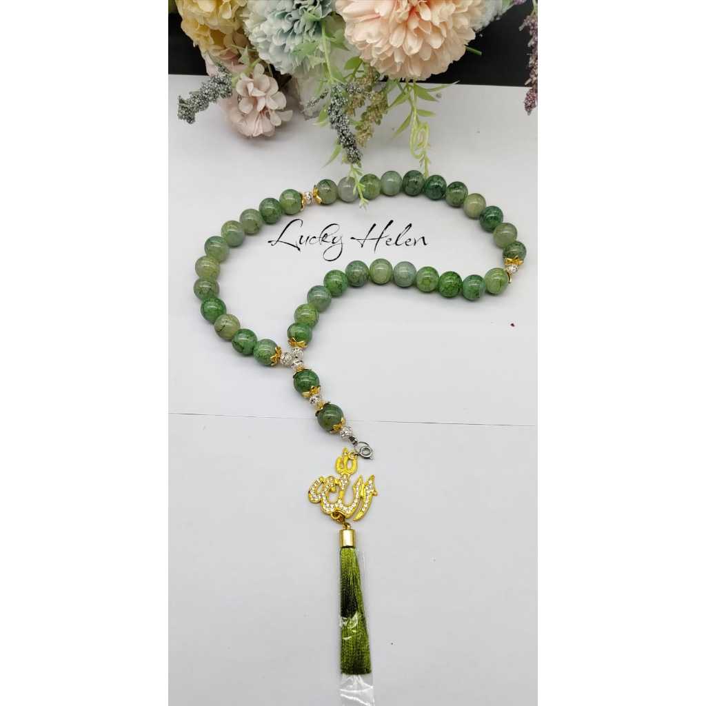 【LUCKY HELEN】TASBIH GIOK NATURAL GREEN/ TASBIH GIOK JADE 33 BUTIR
