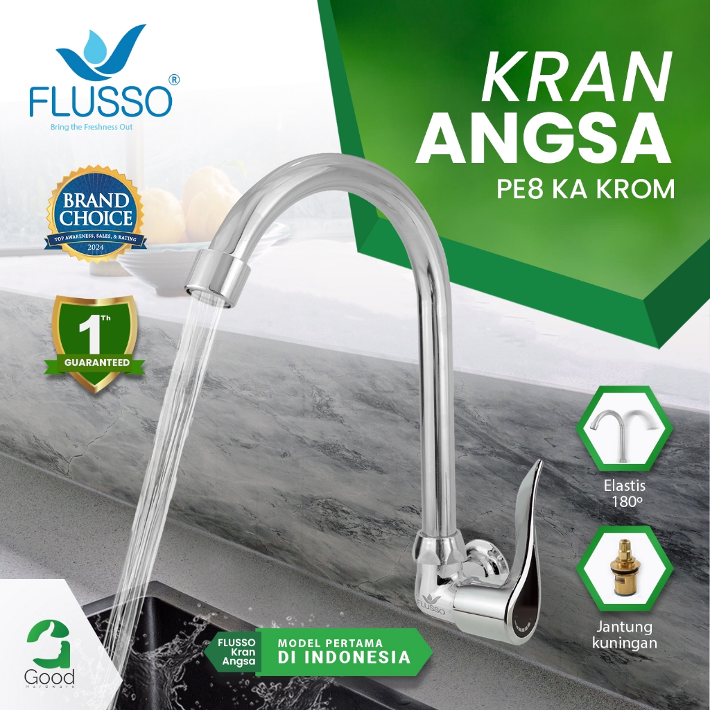 Flusso Kran Angsa Wastafel Cuci Piring Stainless 1/2 Inch / Keran Sink Cuci Piring |596