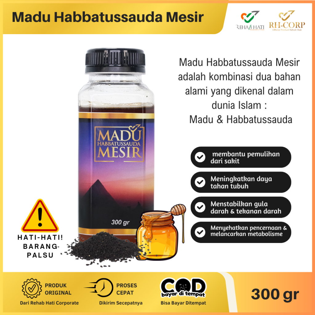 

Rehab Hati Herbal Madu Habatussauda Mesir 300gr