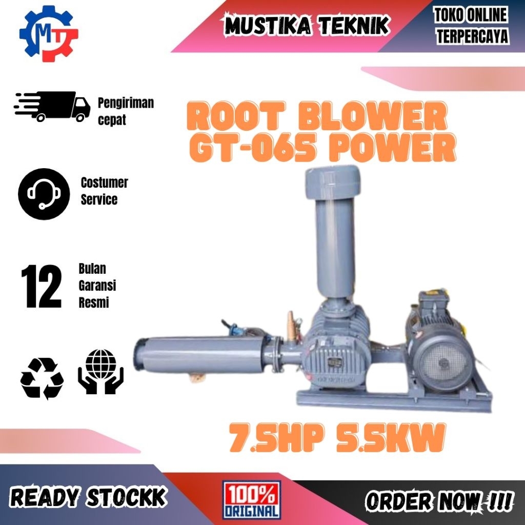 Root Blower Goldentech Type GT 065 Power 7.5Hp 5.5Kw Untuk Nila & Ipal

