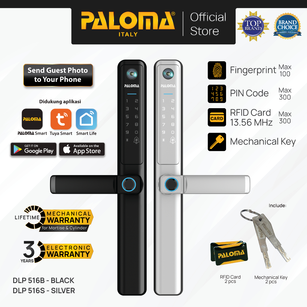 PALOMA Smart Lock Kunci Pintu Digital Slim Door Frame Aluminium Smart Door Lock Smart Home Kunci Pin