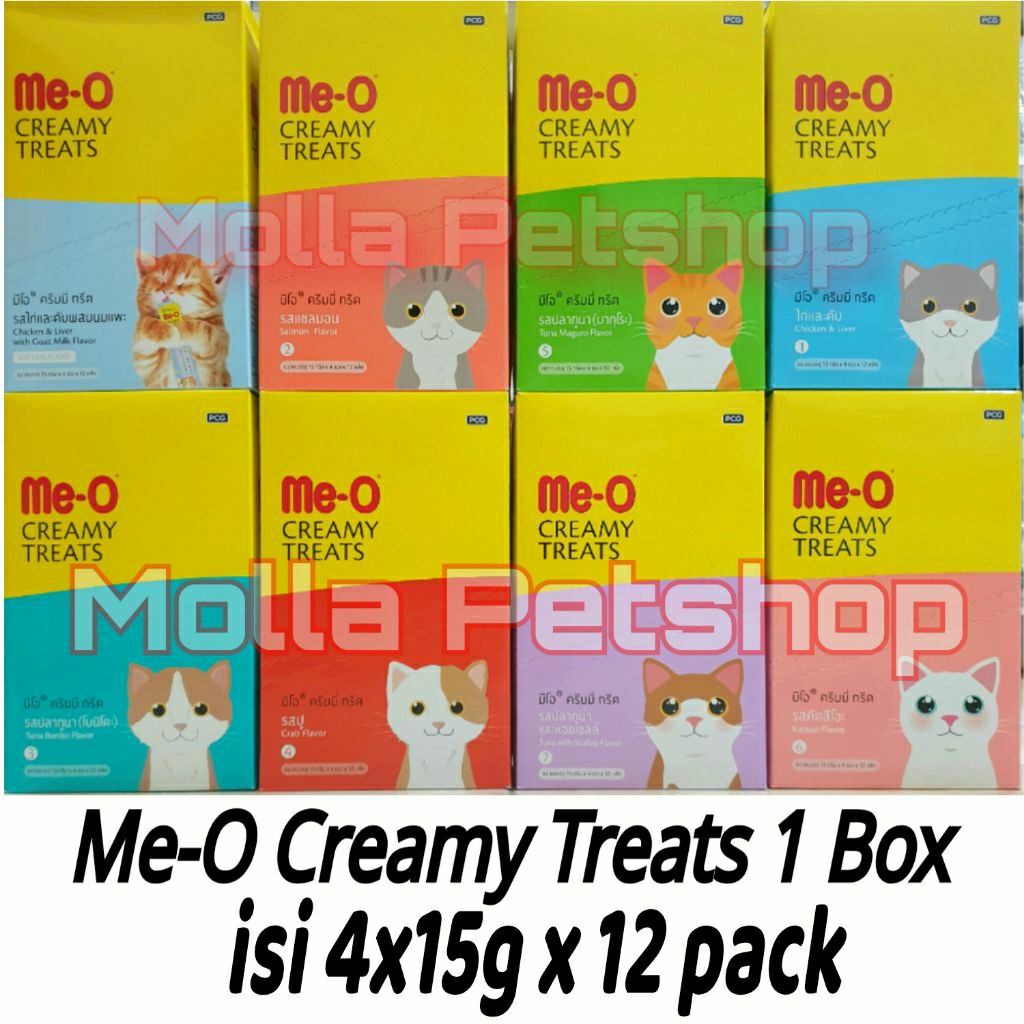 Meo Creamy Treats Snack Cemilan Kucing 1 Box isi 4x15g x 12 pack