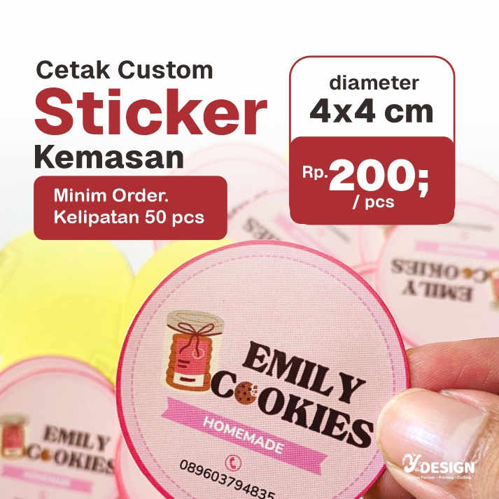 

Cetak Sticker Kemasan + Potong Putus Lingkaran 4x4cm (Min. Order 50pcs) - Sticker Label - YDESIGN