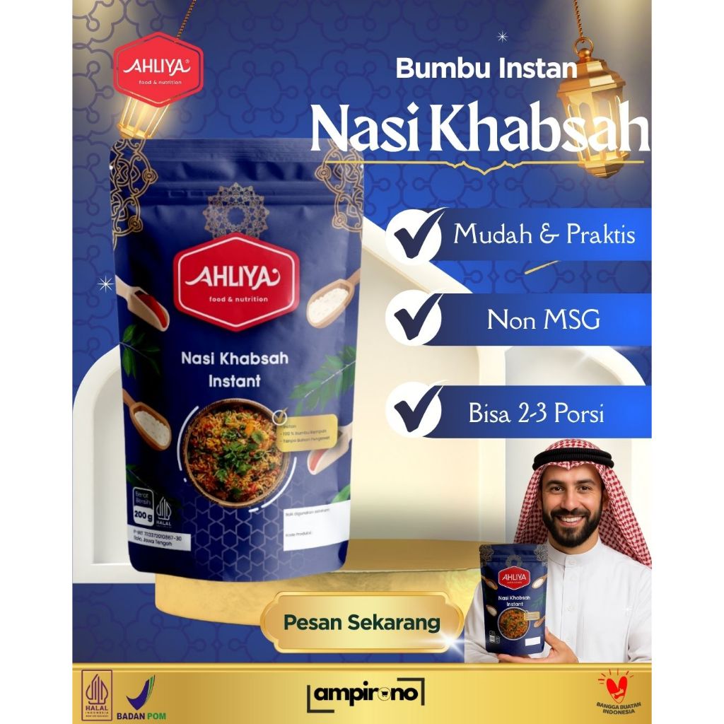 

Nasi KHABSAH AHLIYA Instan | RICE COOKER | Beras Basmati Bumbu Lengkap 200gr (2-4 Porsi)