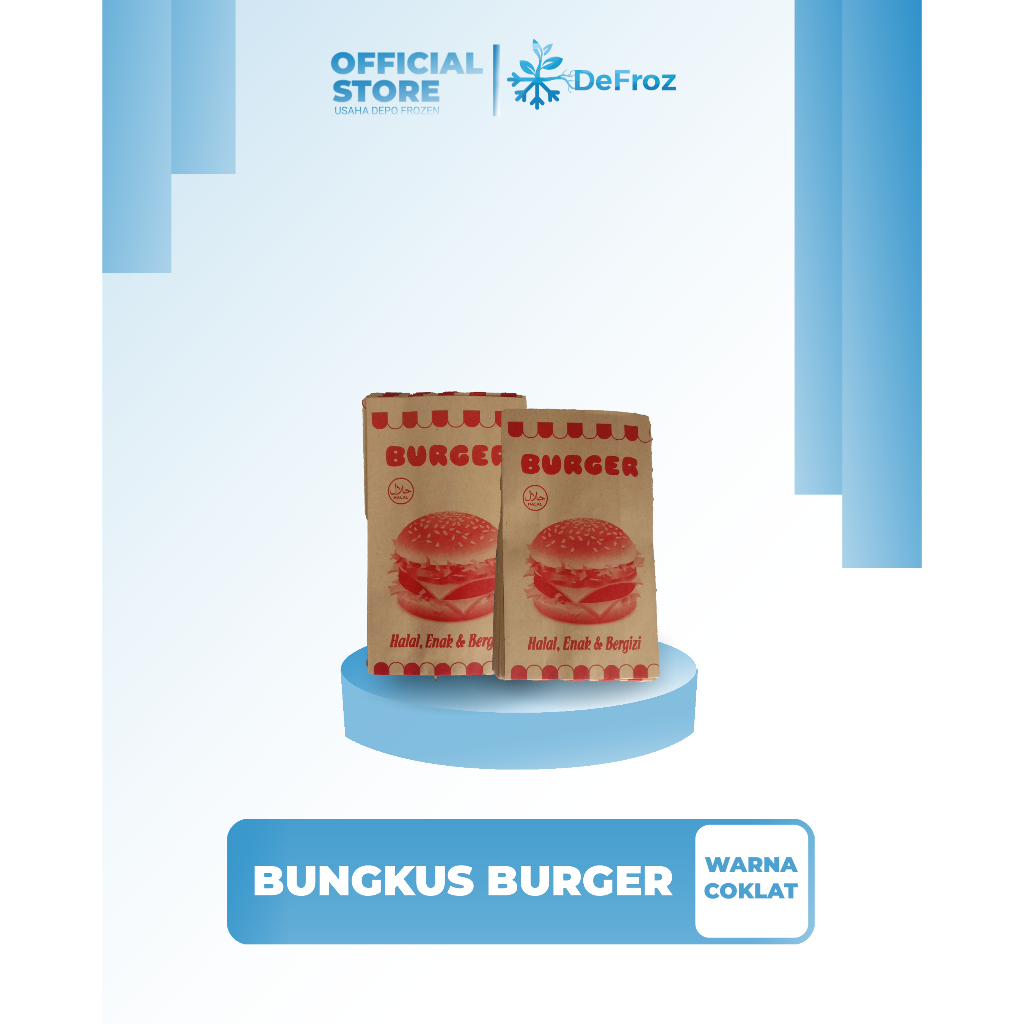 Bungkus Kertas Burger / Kemasan Burger Coklat Isi 50 pcs