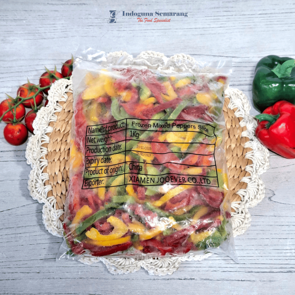 

FROZEN MIXED PEPPER SLICE 1 KG / FROZEN MIX PAPRIKA 1 KG