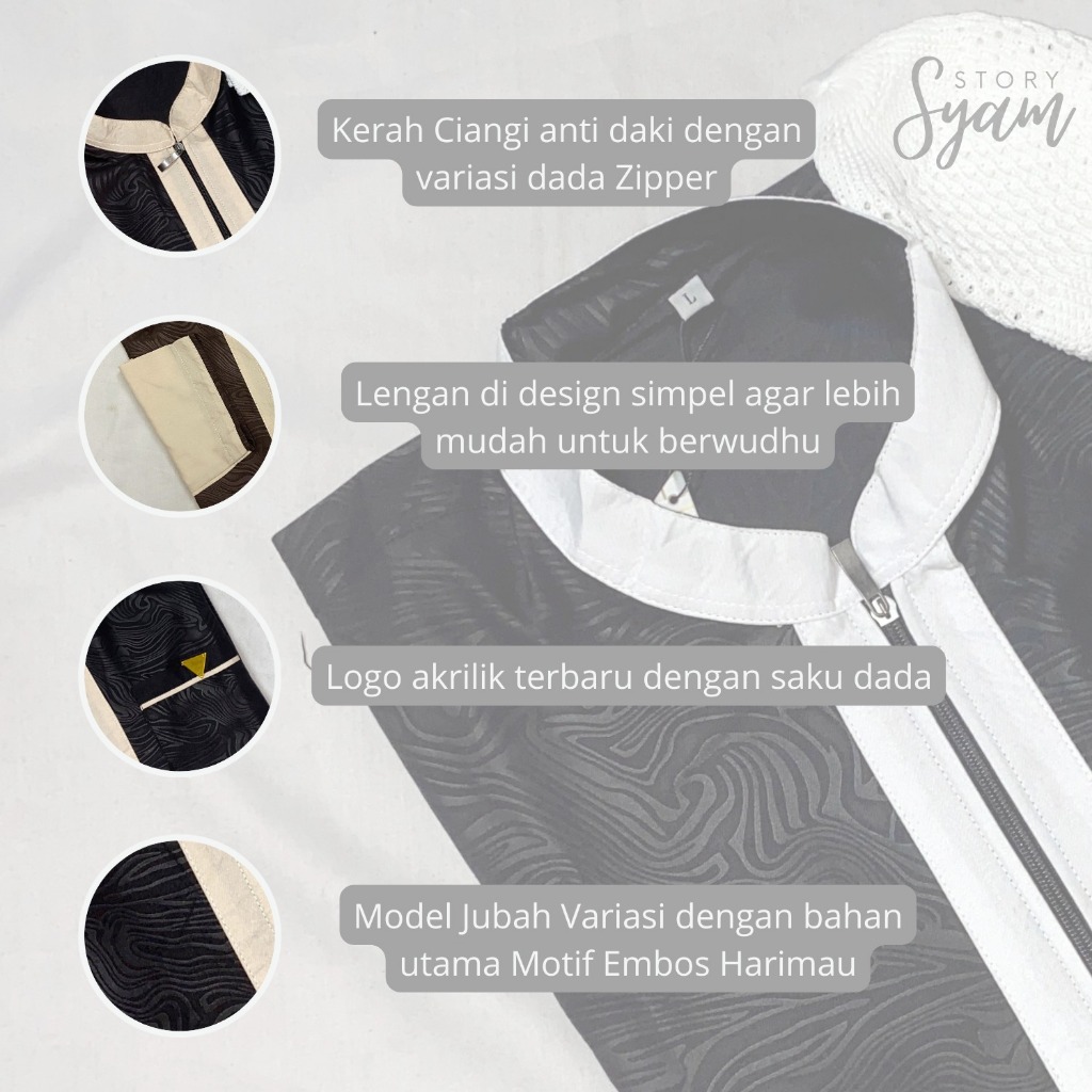 JUAL Jubah Pria Sultan Kombinasi Embos Harimau Benggala Reglan Ziper Gamis Pria Dewasa Gamis Sultan