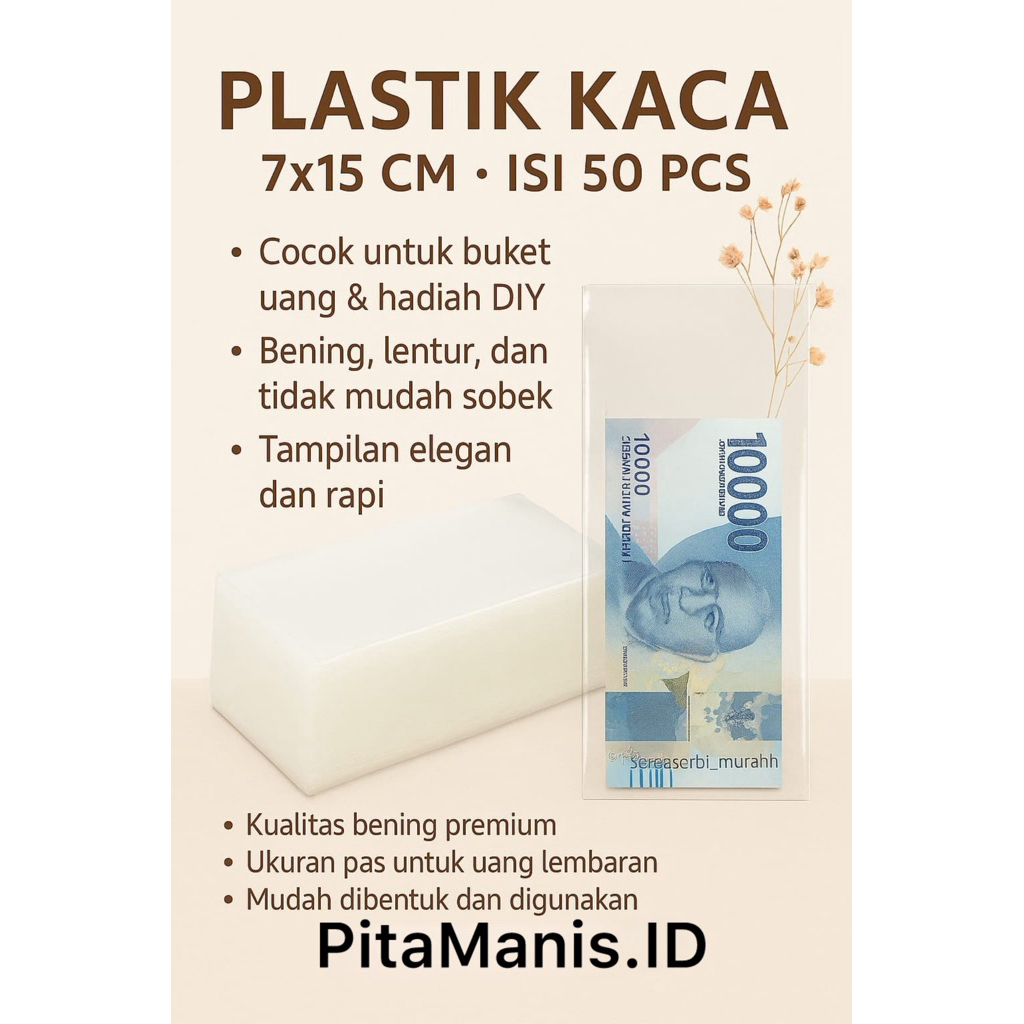 

Plastik Mika 7x15 cm Isi 50 – Plastik Bening Kemasan Buket Snack Souvenir