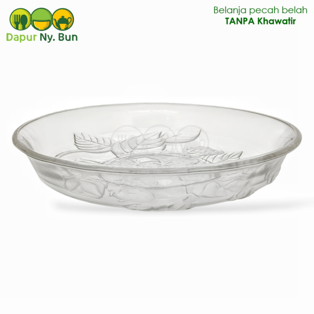 Piring Saji Kaca Bening Besar Ukuran 11 Inch / Mangkok Saji Kaca Bening Besar