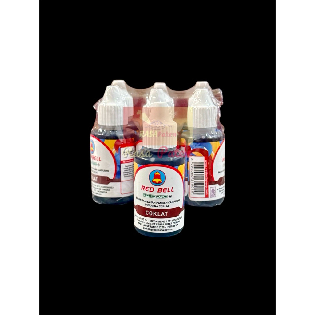

PEWARNA RED BELL 30 ml COKLAT WATER BASED Halal BPOM RI COD Satuan / Lusinan