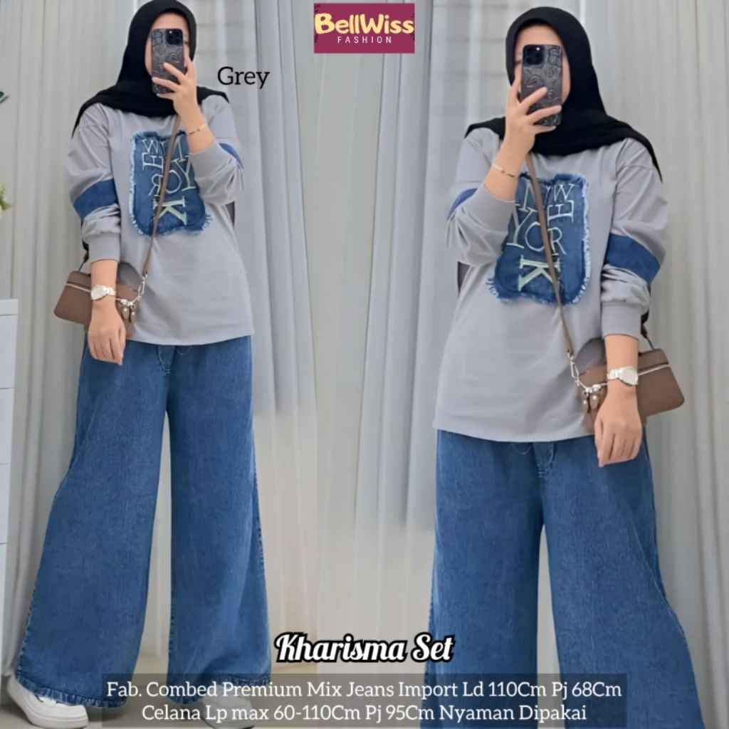 Kharisma Set - Setelan Wanita dewasa Jeans baju dan celana panjang Kulot by Bellwiss