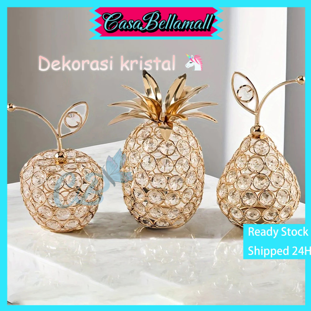 ✌Ready Stock✌Buah Perhiasan Kristal Dekorasi Ruang Tamu Kristal/Ornamen Hias Kristal Emas