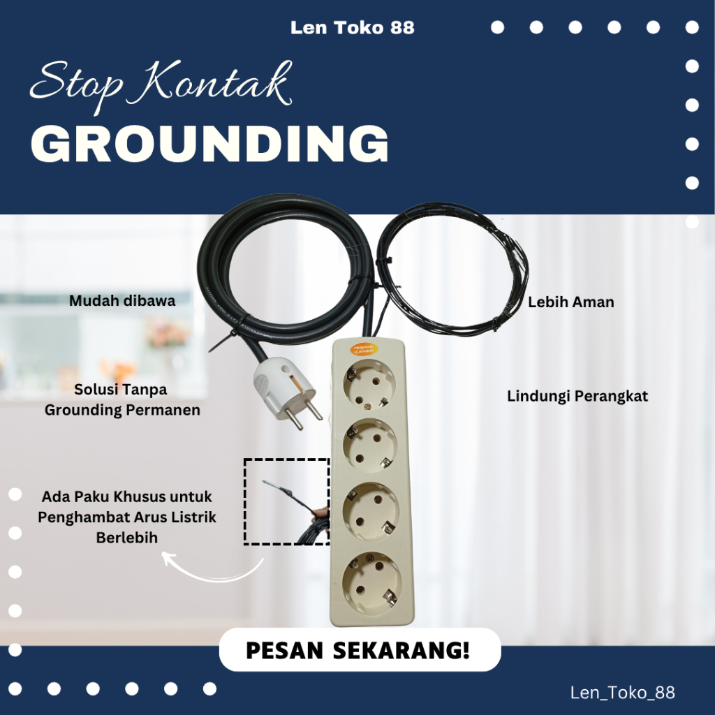 Stop kontak Grounding Portabel Tembok menghilangkan arus berlebih listrik statis (Grounding)
