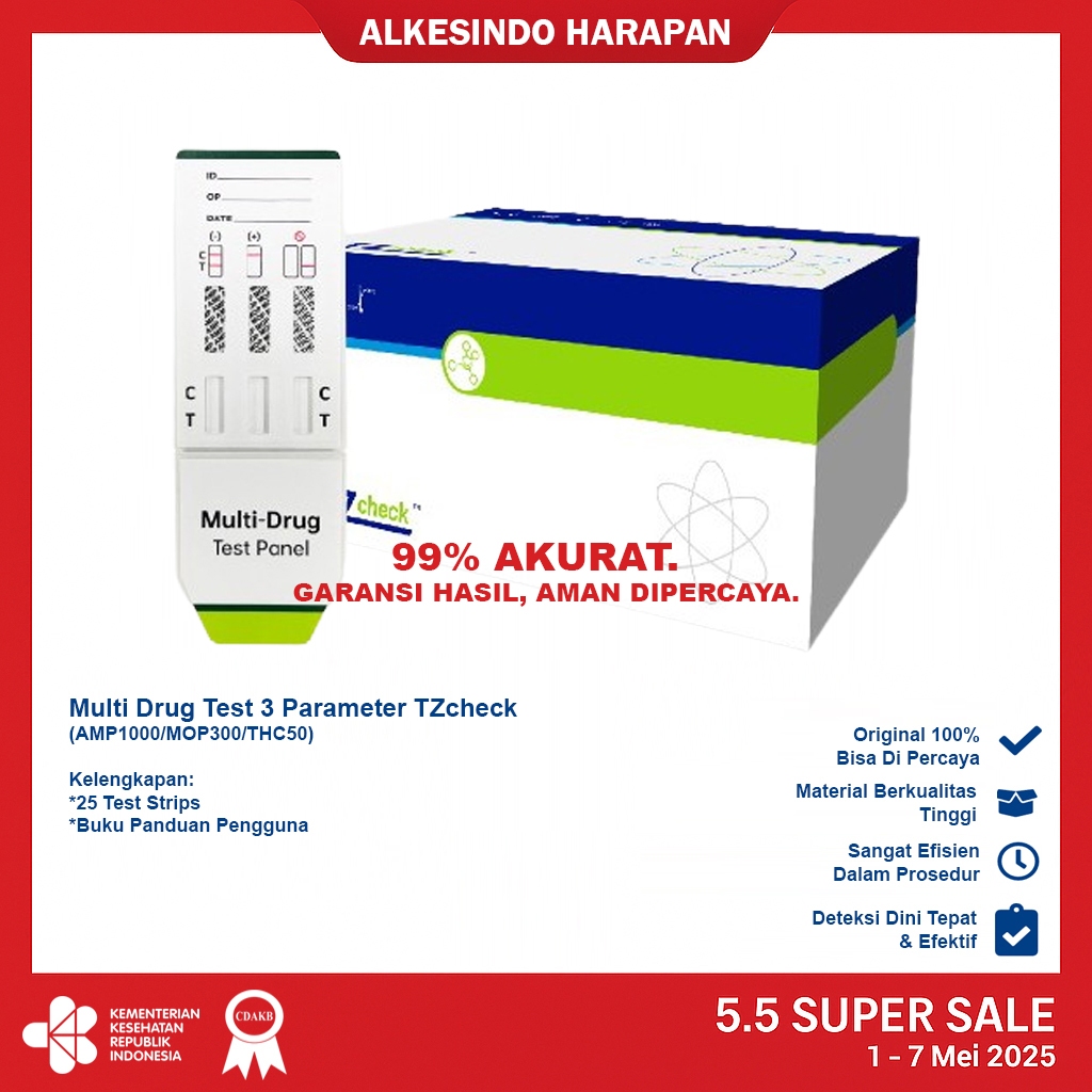 Test Narkoba 3 Parameter TZcheck Isi 20/25 - Alat Tes Cepat