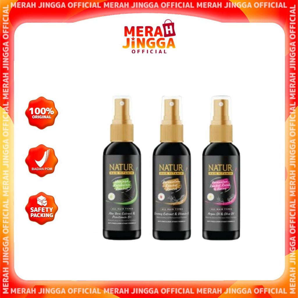 Natur Hair Vitamin 80ml | Olive Oil | Gingseng | Merah Jingga Official