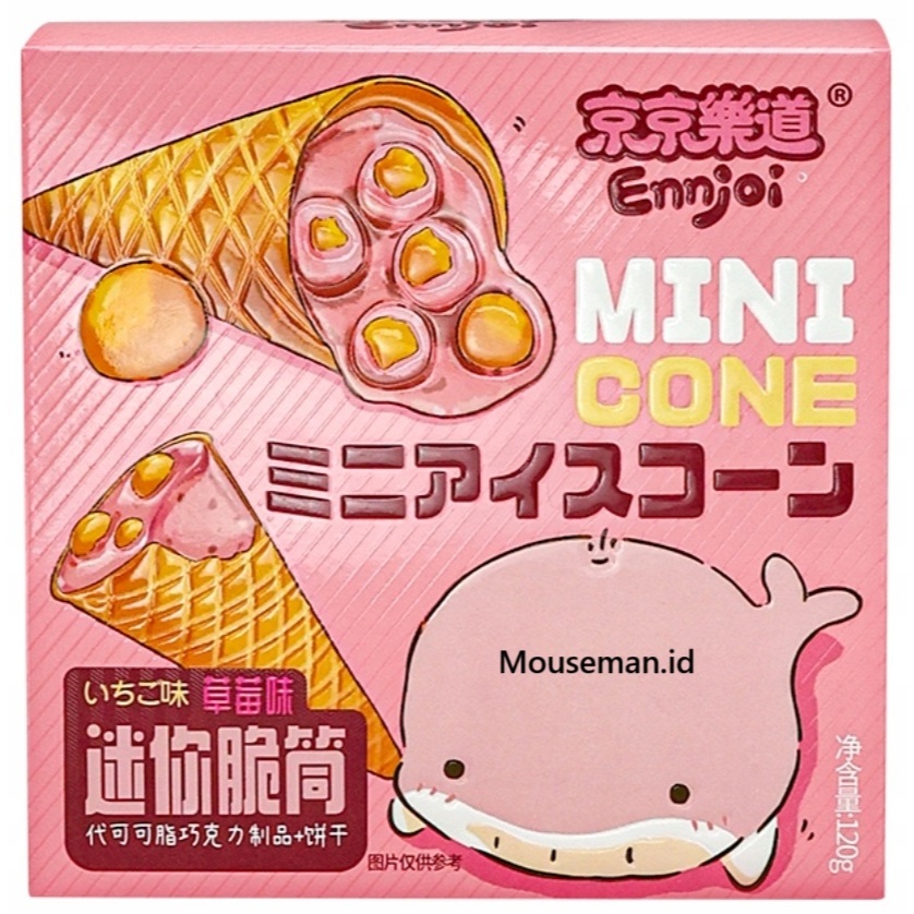 

Ennjoi MINI CONE CHOCOLATE WITH BISCUIT ENJOY WAFER KERUCUT KECIL RASA STROBERI DENGAN BISKUIT STRAWBERRY 120GR