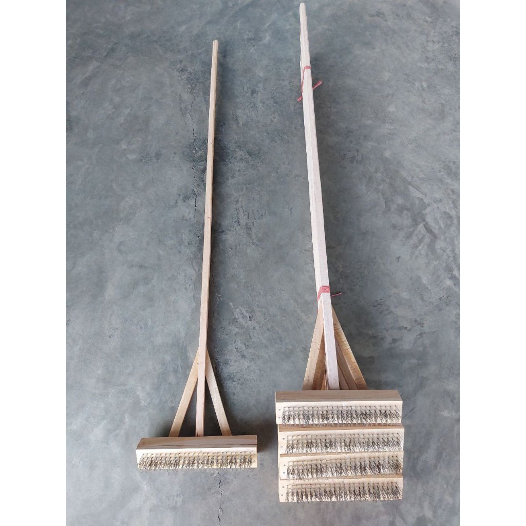 Sikat kawat pembersih kerak lantai gagang kayu panjang