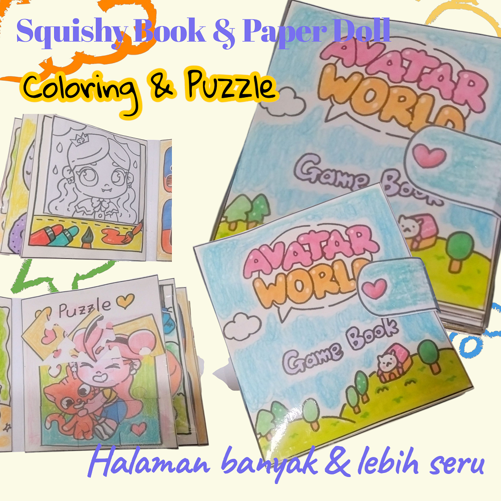 [ Laminasi]Squishy Book Paper Doll Avatar World Game book  lucu buku bermain mainan anak puzzle dan 