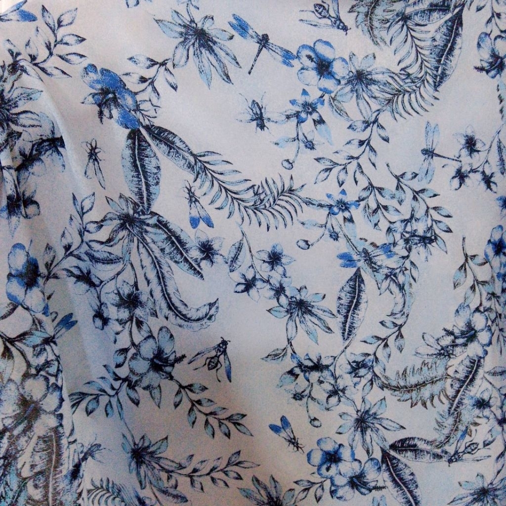 Kain Zara Crepe Motif Floral  Adem – Bahan Adem & Jatuh, Cocok untuk Gamis / Hijab / Blouse zk