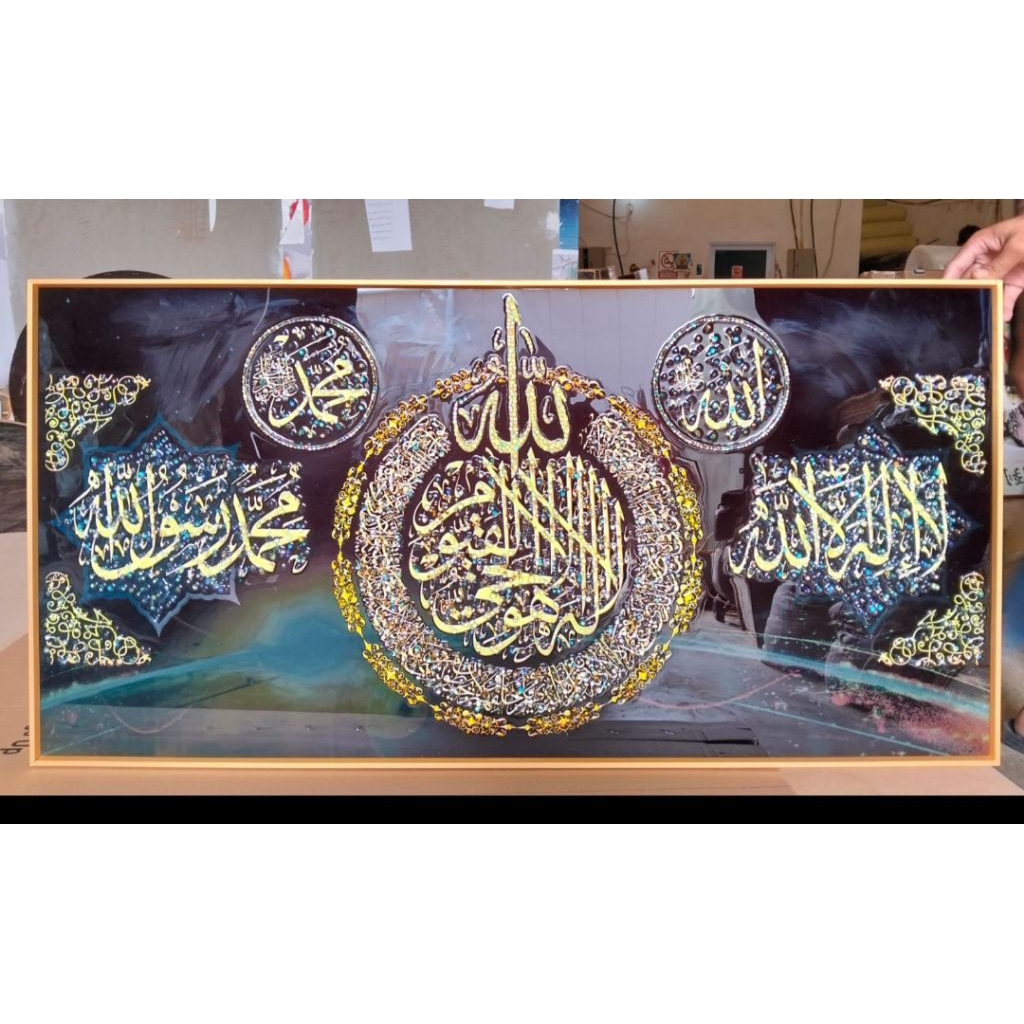 Lukisan Hiasan Dinding Kaligrafi Porcelain Diamond 5D Crystal