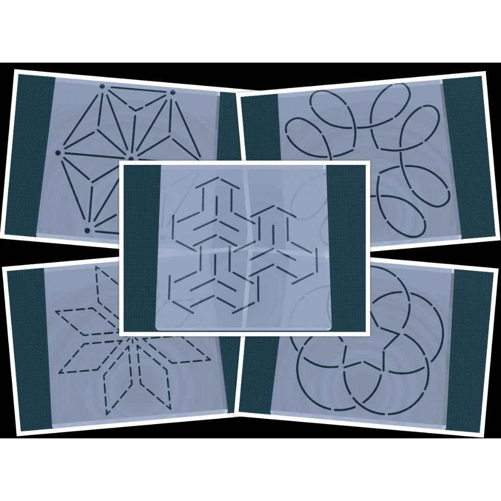 

Sashiko Template Mika isi 5 pola, ukuran 11x11cm Set 5