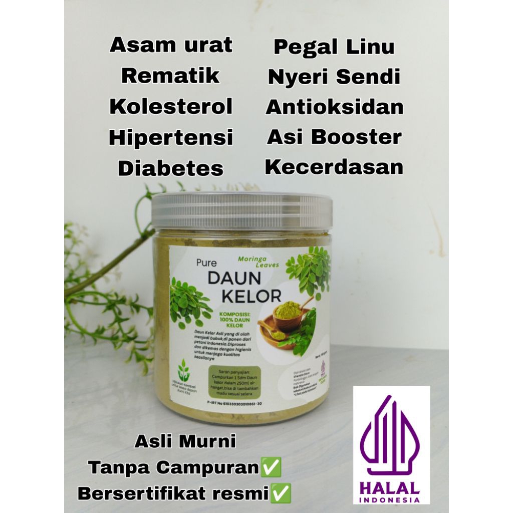 

Daun Kelor Bubuk Asli organik 250gram tanpa campuran Daribumi/nutrifarm/syafia