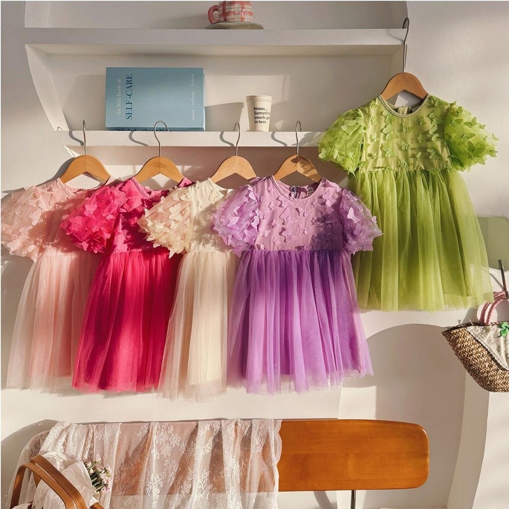 Butterfly 3D tulle dress anak kupu size 80-130 1-6th