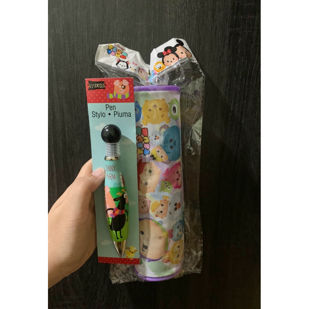 

Bundling alat tulis Tsum tsum pulpen tempat pensil pena case Disney Stylo